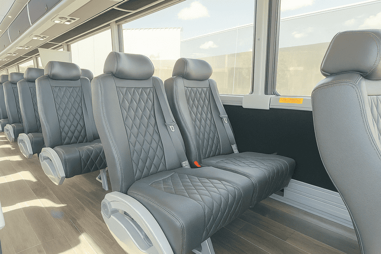 interior of Santa Maria Minibus Company charter bus